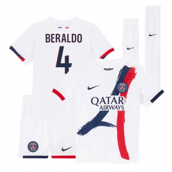 Billige Fotballdrakt Paris Saint-Germain Lucas Beraldo #4 Replika Bortedraktsett Barn 2025-26 Kortermet (med bukser)